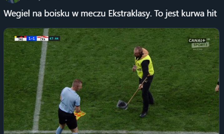 HIT! Mecz Ekstraklasy przerwany przez węgiel na boisku... xD